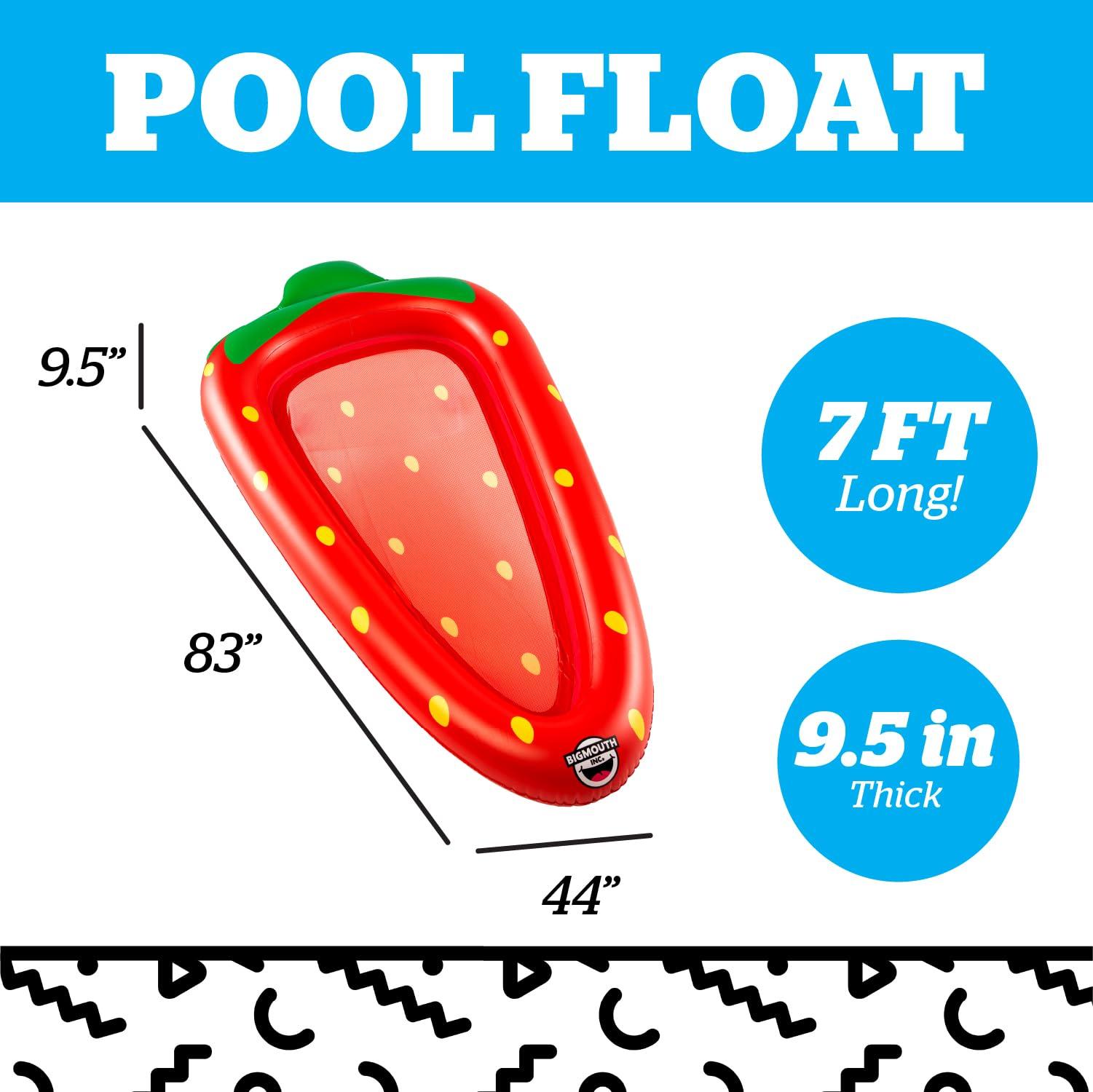 BigMouth BigMouth Inc. Large Funny Inflatable Raft, Guarded Sides & Headrest, 6 ft Long Heavy Duty Pool Float - Strawberry