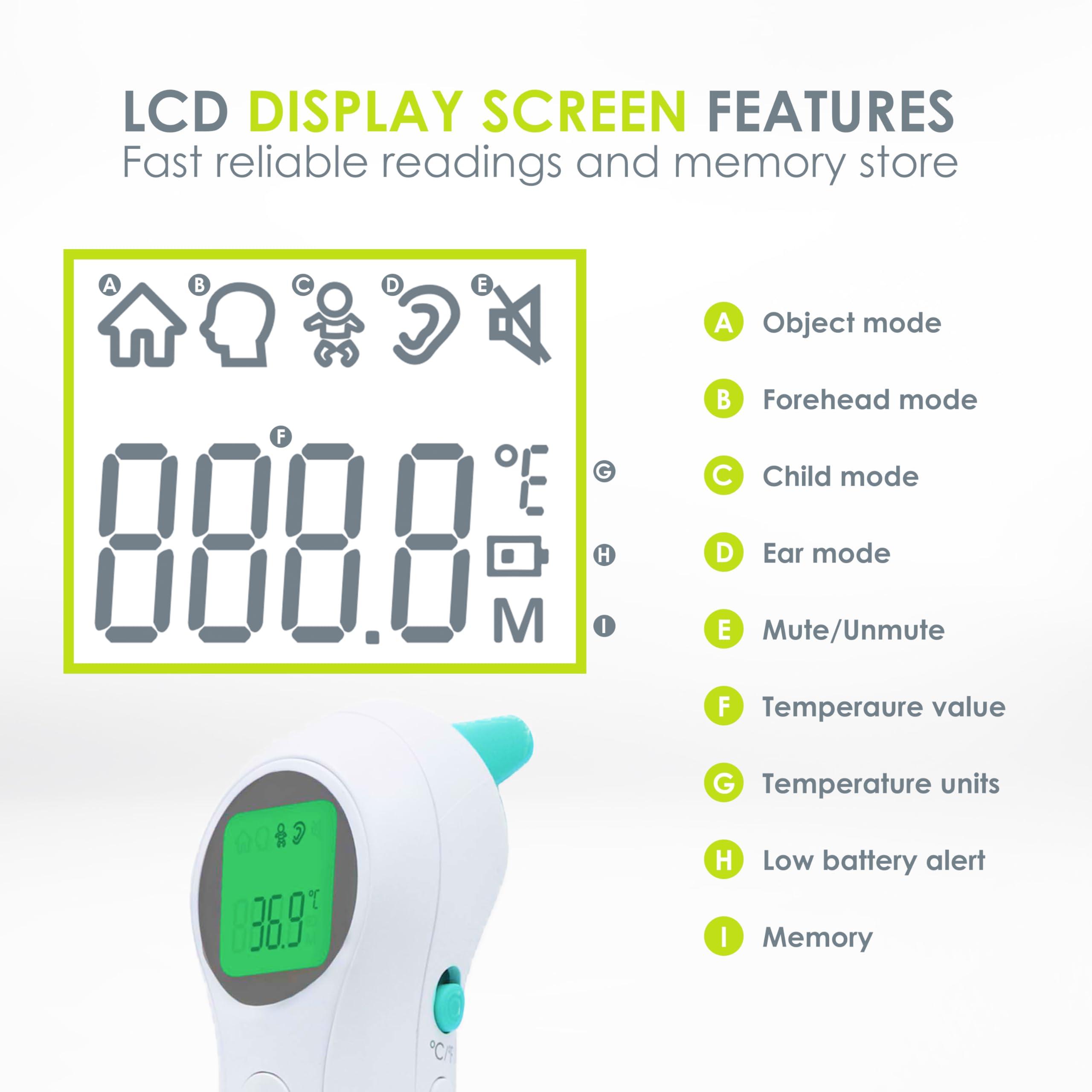 bblv bblv - Or - Non-Contact Digital Infrared Thermometer, Ear Thermometer - 5 in 1 in LED Display, for Babies, Children, and Adults Tracking Fever Indicator Fast 1 Second Temperature