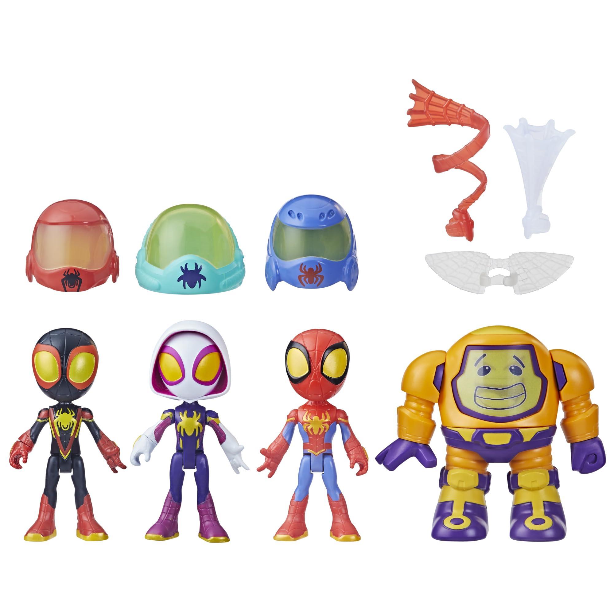 Spidey and his Amazing Friends Spidey and his Amazing Friends Marvel Web-Spinners Gear Up for Adventure 4-Pack, 4-Inch Action Figures with 6 Accessories, Super Hero Toys for Kids 3+