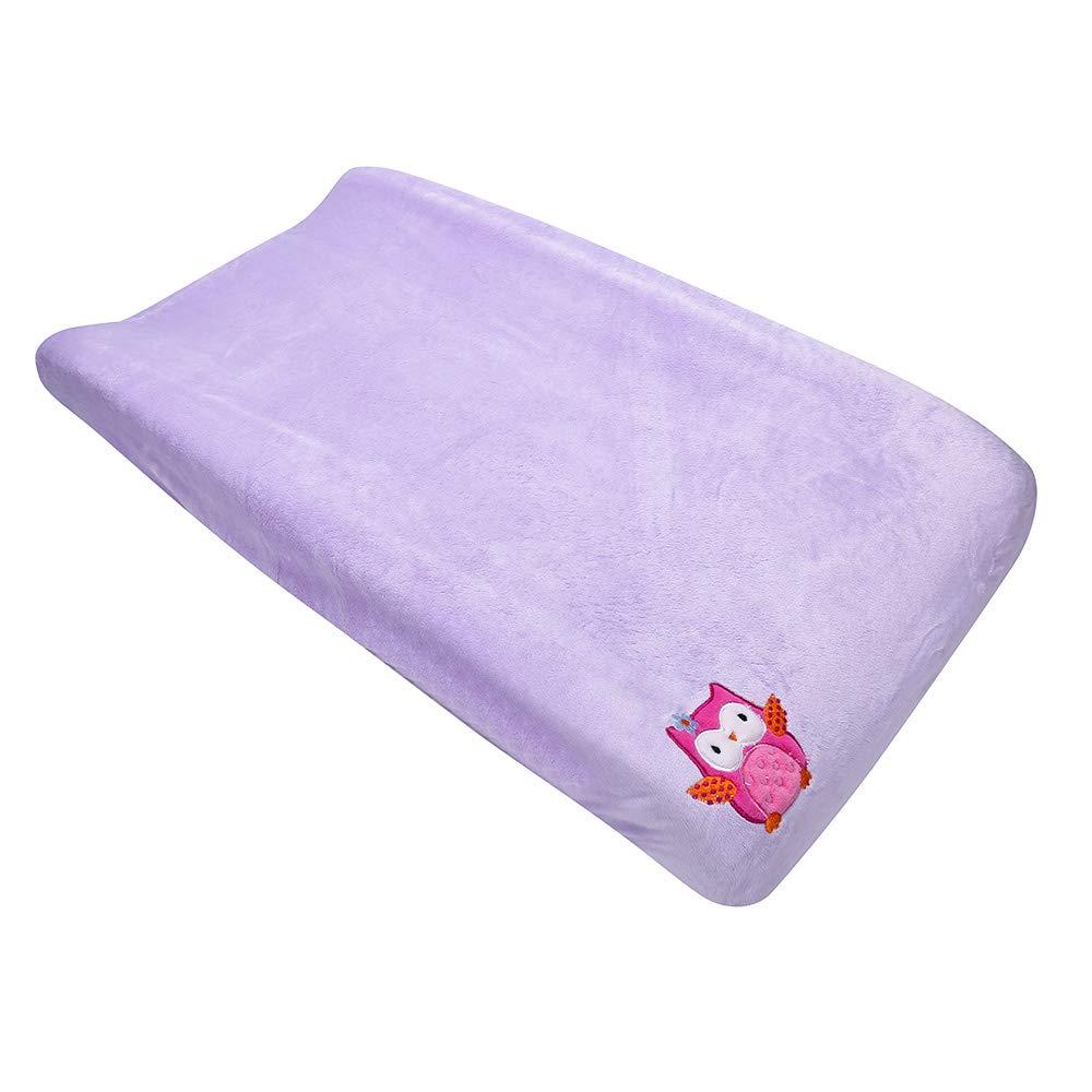 CribMATE Coral Velvet Nursery Diaper Changing Table Cover Sheet Baby Girl Baby Boy Diaper Changing Pad Cover Sheet 1PC (Purple Owl)