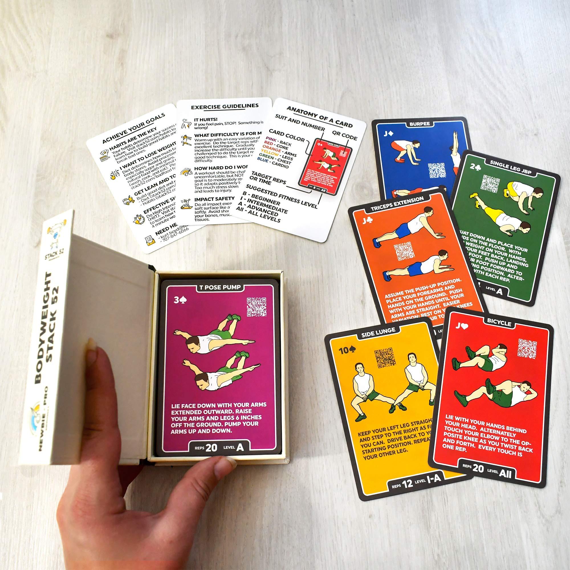 Stack 52 Stack 52 Bodyweight Exercise Cards: Workout Playing Card Game. Designed by a Military Fitness Expert. Video Instructions Included. No Equipment Needed. Burn Fat Build Muscle. (Updated Bodyweight Deck)