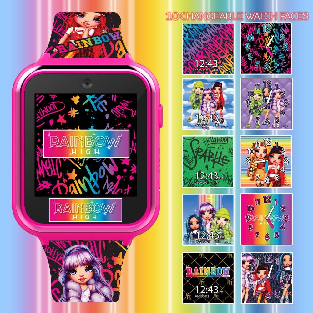 Accutime Accutime Kids Rainbow High Educational Learning Touchscreen Pink Smart Watch Toy with Multicolor Strap for Girls, Boys, Toddlers - Selfie Cam, Games, Alarm, Calculator, Pedometer (Model: RNB4017AZ)