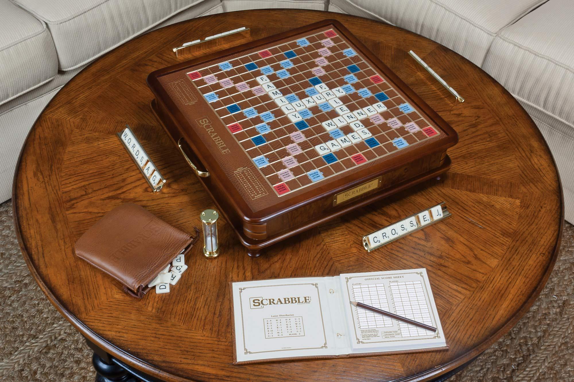 WS Game Company WS Game Company Scrabble Luxury Edition with Rotating Wooden Game Board