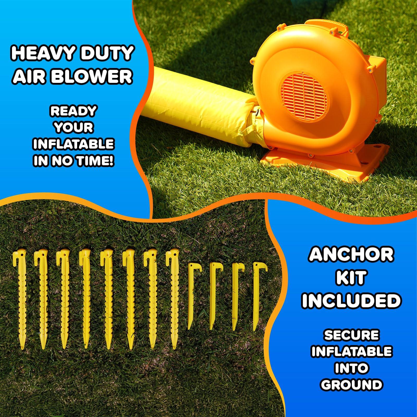 Sportspower Sportspower My First Inflatable Water Slide - Heavy-Duty Outdoor Slide with Water Cannon and Splash Pool with Blower, 186\" L x 80.4\" W x 84\" H