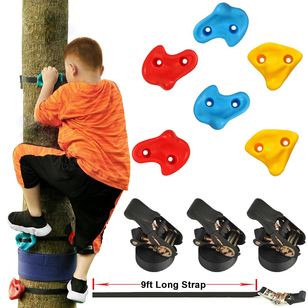 hooroor hooroor Ninja Warrior Obstacle Course for Kids and Adults - 66FT Slackline with Tree Climbing Rock Holds, Swing Seat, Monkey Bars, Ring Wheel, Rope Ladder - Outdoor Training Playset