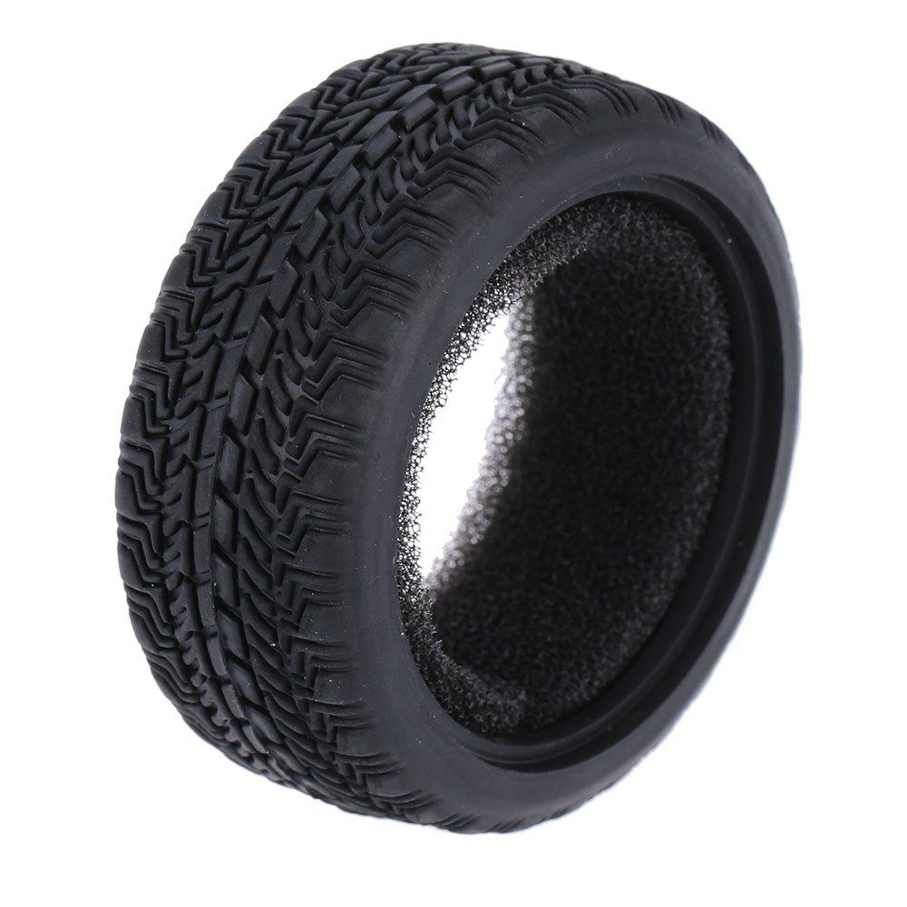 LAFEINA LAFEINA 4PCS 1/10 Aluminium Alloy 7 Spokes Wheels and Tires for 1/10 RC On Road Drift Racing Car HSP HPI (Purple)