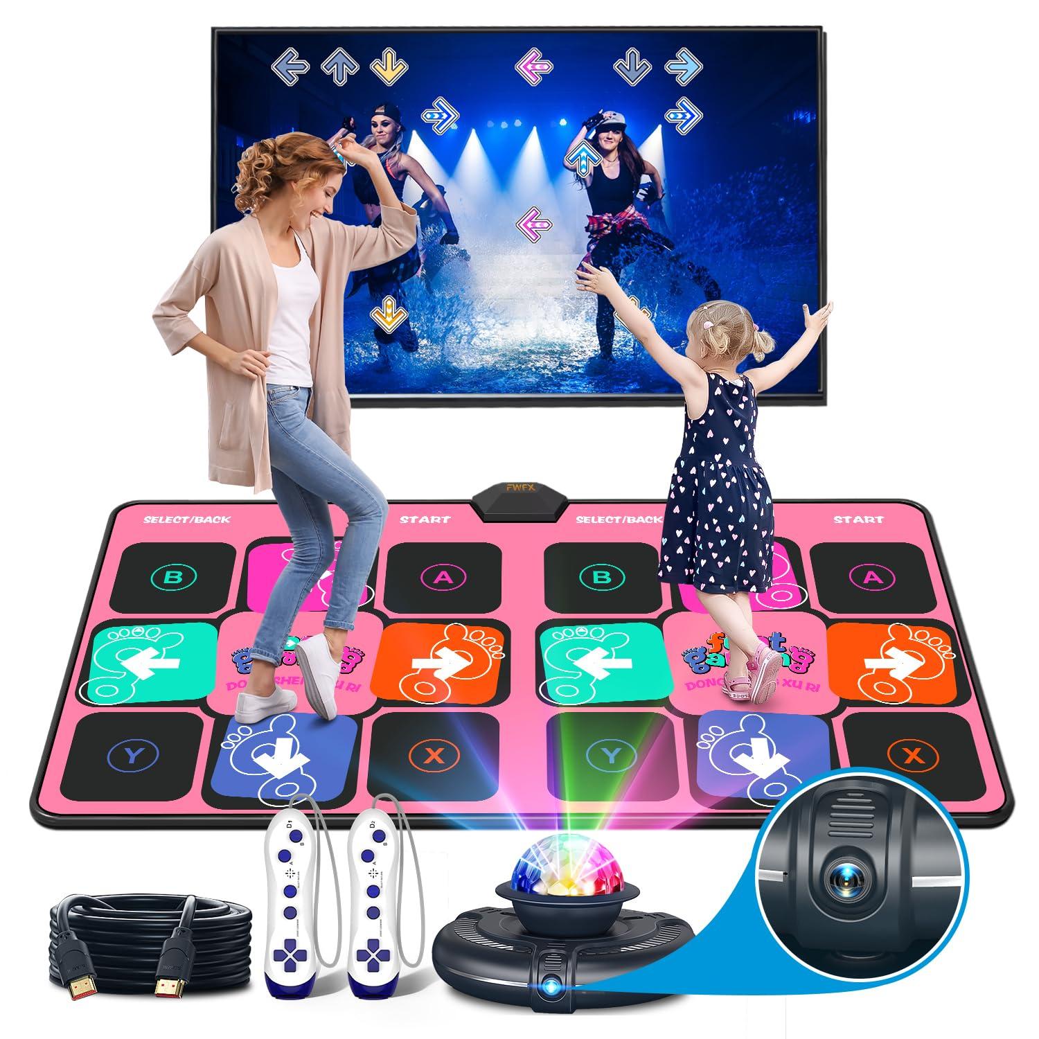 FWFX FWFX Dance Mat for Adults and Kids, Double User Wireless Dance Pad Game for TV, Plug and Play Electronic Dance Mats with Smart Camera, Exercise Dancing Mat for Family Games, Birthday Gifts Ideas