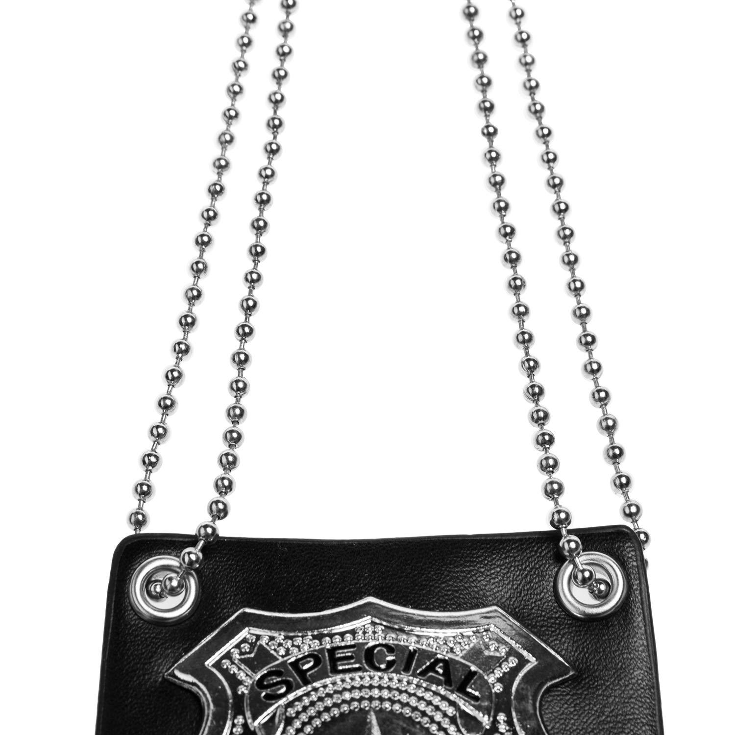 Joy Join Joy Join Kids Police dress up Accessories Pretend Play Special Police Badge with Chain(Black)
