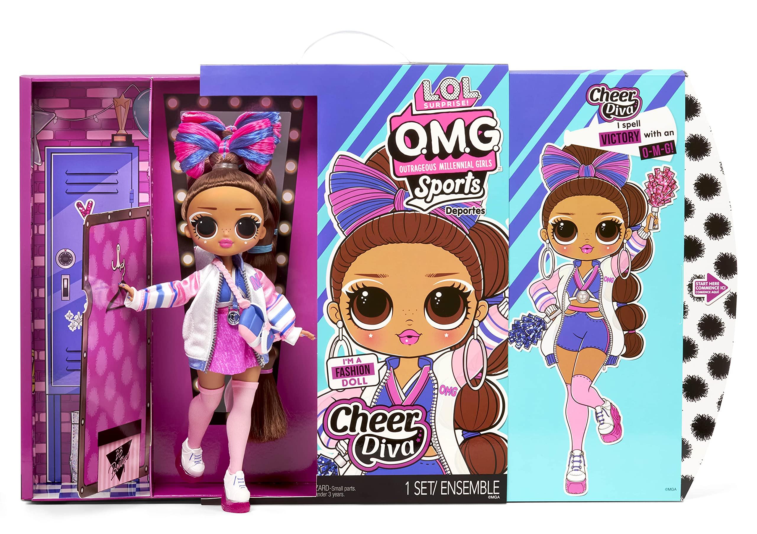 L.O.L. Surprise! LOL Surprise OMG Sports Cheer Diva Competitive Cheerleading Fashion Doll with 20 Surprises Including Sparkly Accessories & Reusable Playset, Posable - Gift for Kids, Toys for Girls Boys Ages 4 5 6 7+
