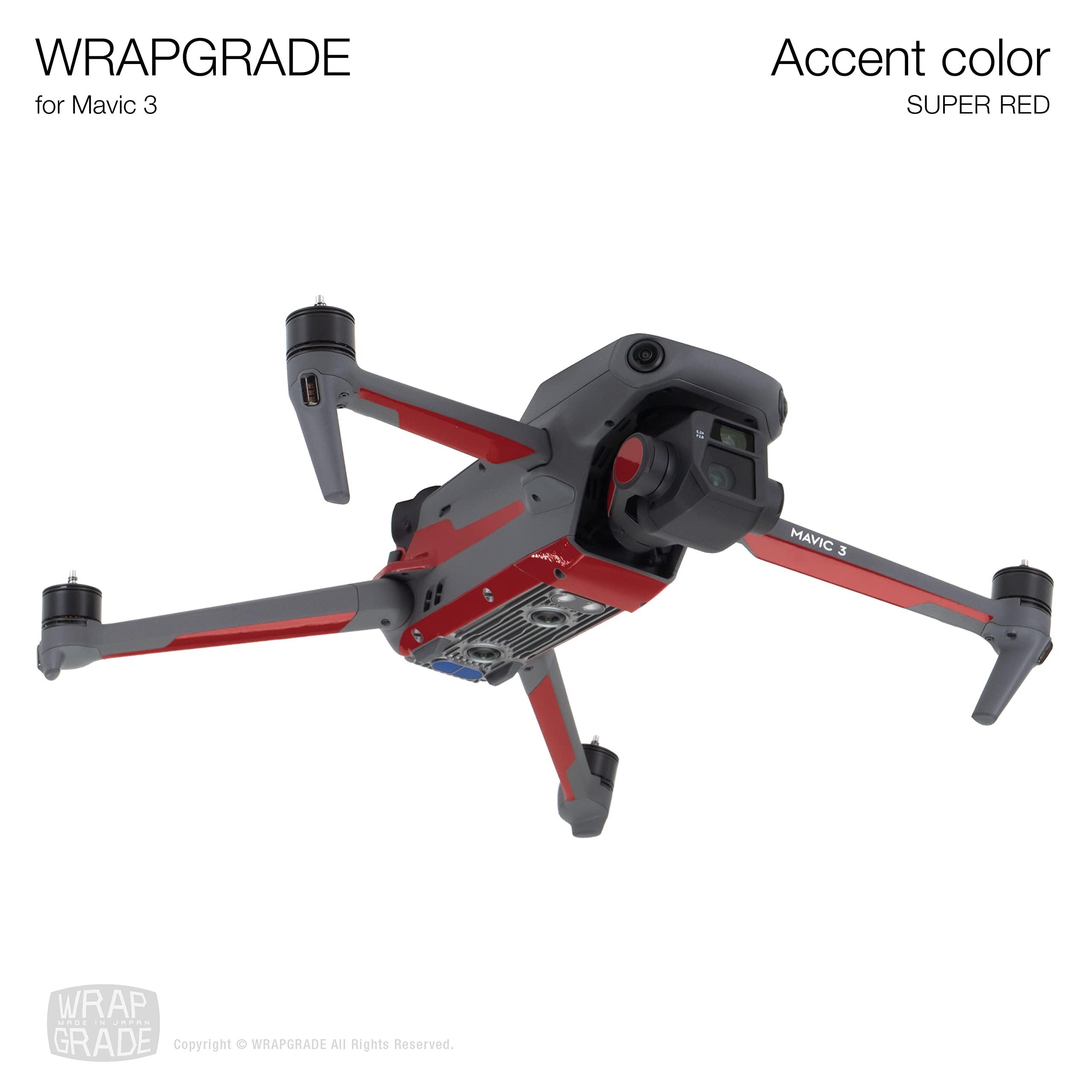 WRAPGRADE WRAPGRADE Partial Skin Stickers for DJI Mavic 3 Pro Accent Color (Super RED)