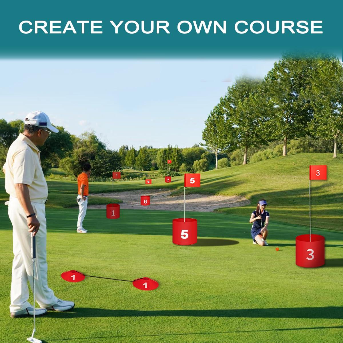 FINCOME FINCOME Golf Yard Bucket Games 9 Holes Golf Practice Game with Flag, Golf Chipping Game for Kids and Adults Outdoor Indoor Portable Backyard Golf Game for Park, Beach, Backyard, Lawn