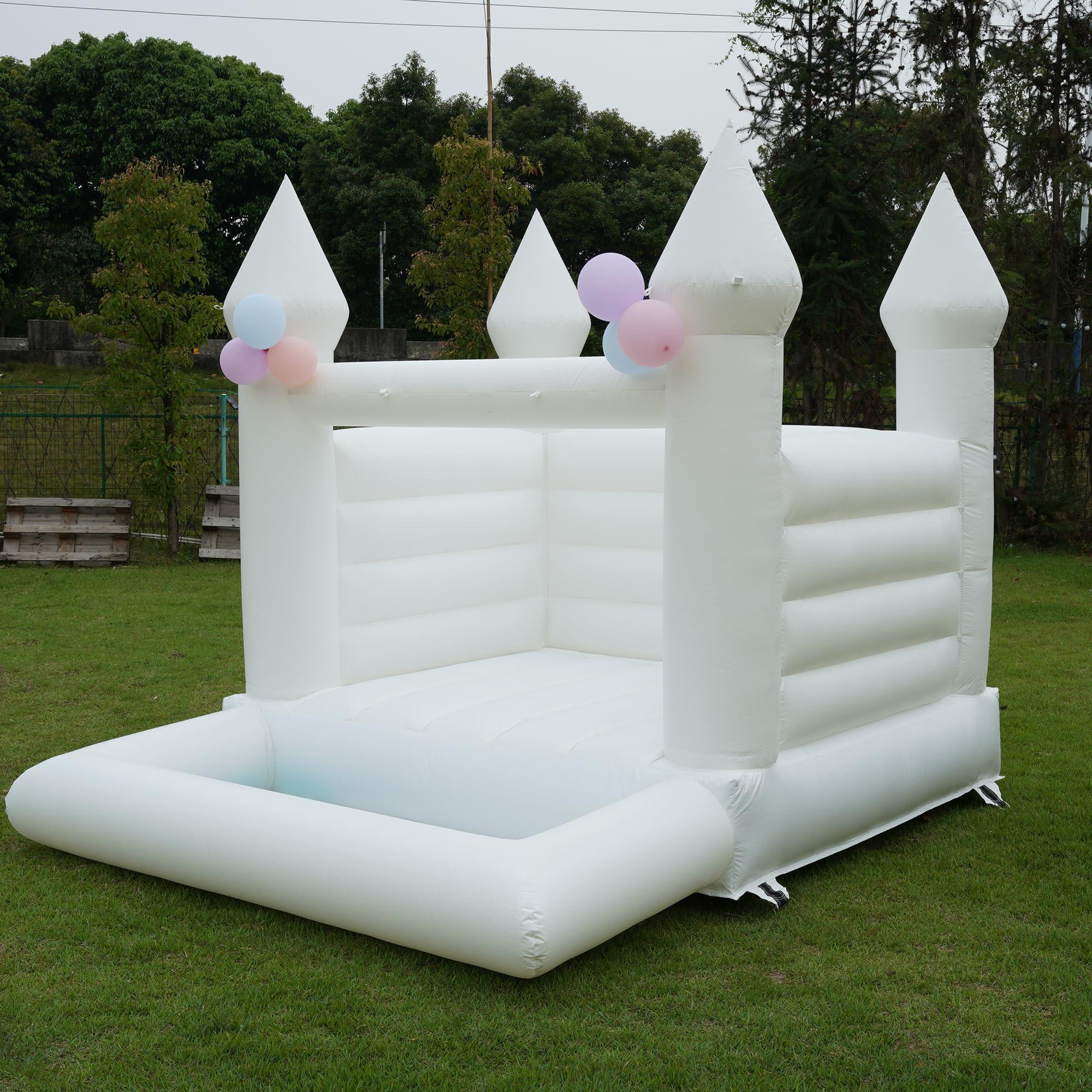 Blatesic Blatesic White Bounce House with Ball Pit for Kids,Inflatable White Bounce House with Blower for Yard, Bounce House for Wedding, Birthday, Baby Shower Business Photography(13x10x10FT)