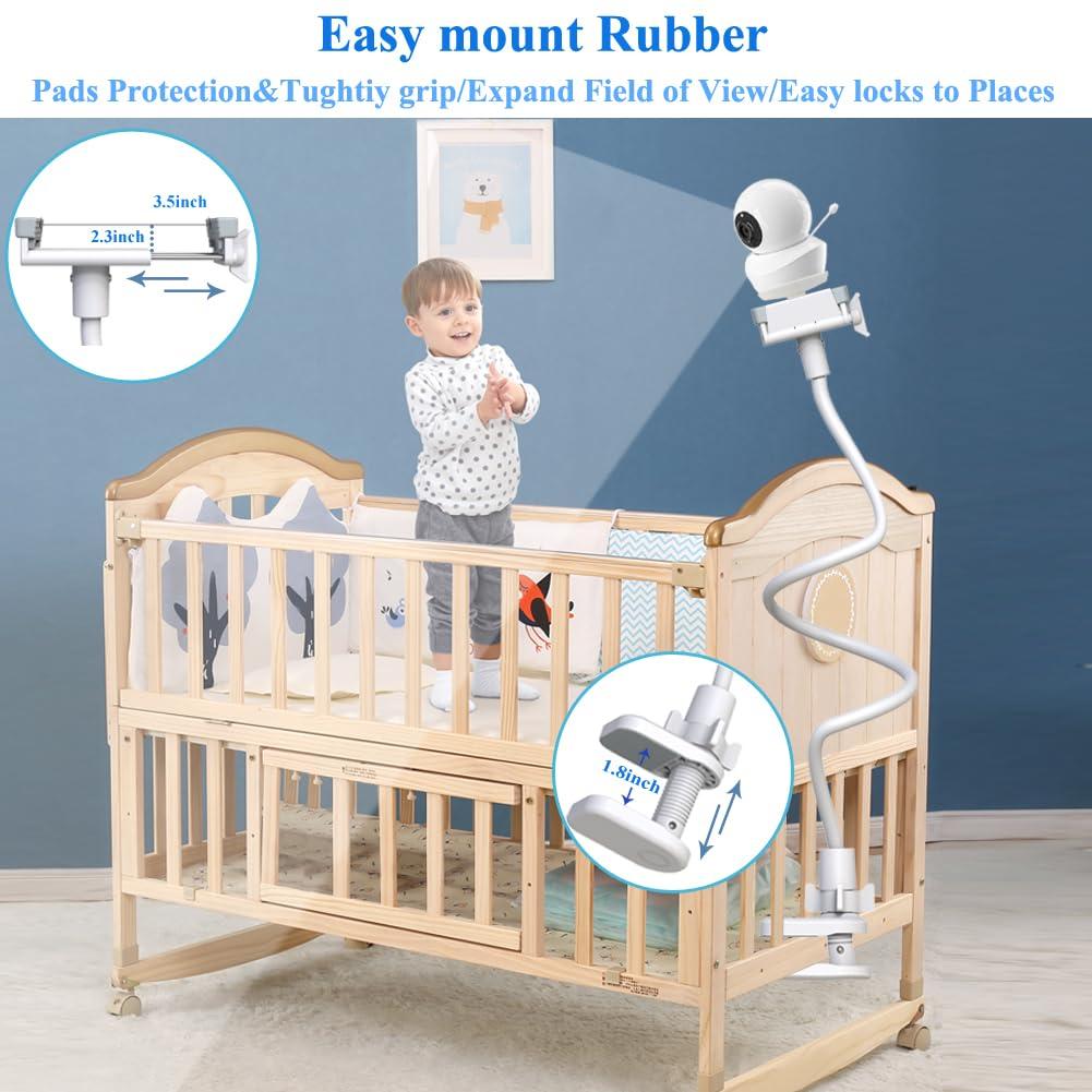 Derebir Derebir Baby Monitor Mount Stand Compatible with Babysense Max View HD S2/ V43 /V24 Baby Monitor Flexible Clip Long Baby Monitor Holder Compatible with Other 1/4 Baby Camera Screw Mount (33.5 inch)