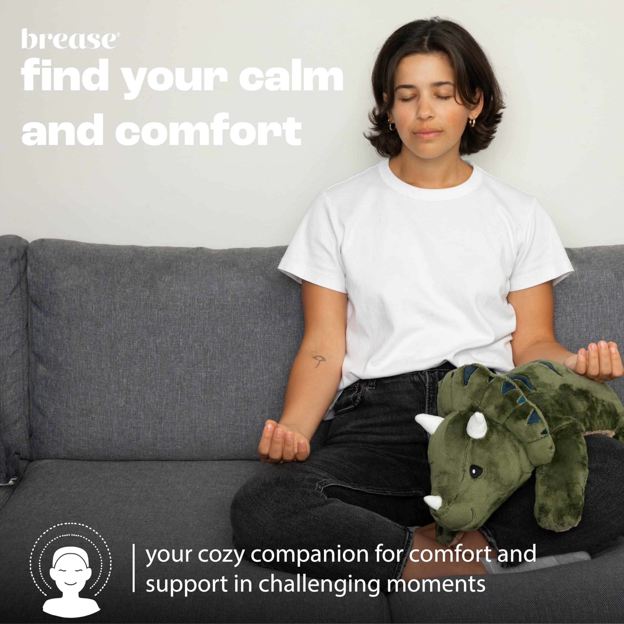 Brease Brease 5 lb Unscented Weighted Green Dinosaur Stuffed Animal - Large, Cute Plush Toy Dino for Gentle Embrace and Peaceful Times, Huggable Companion for Kids & Adults, Ideal Heavy Plushie for All Ages