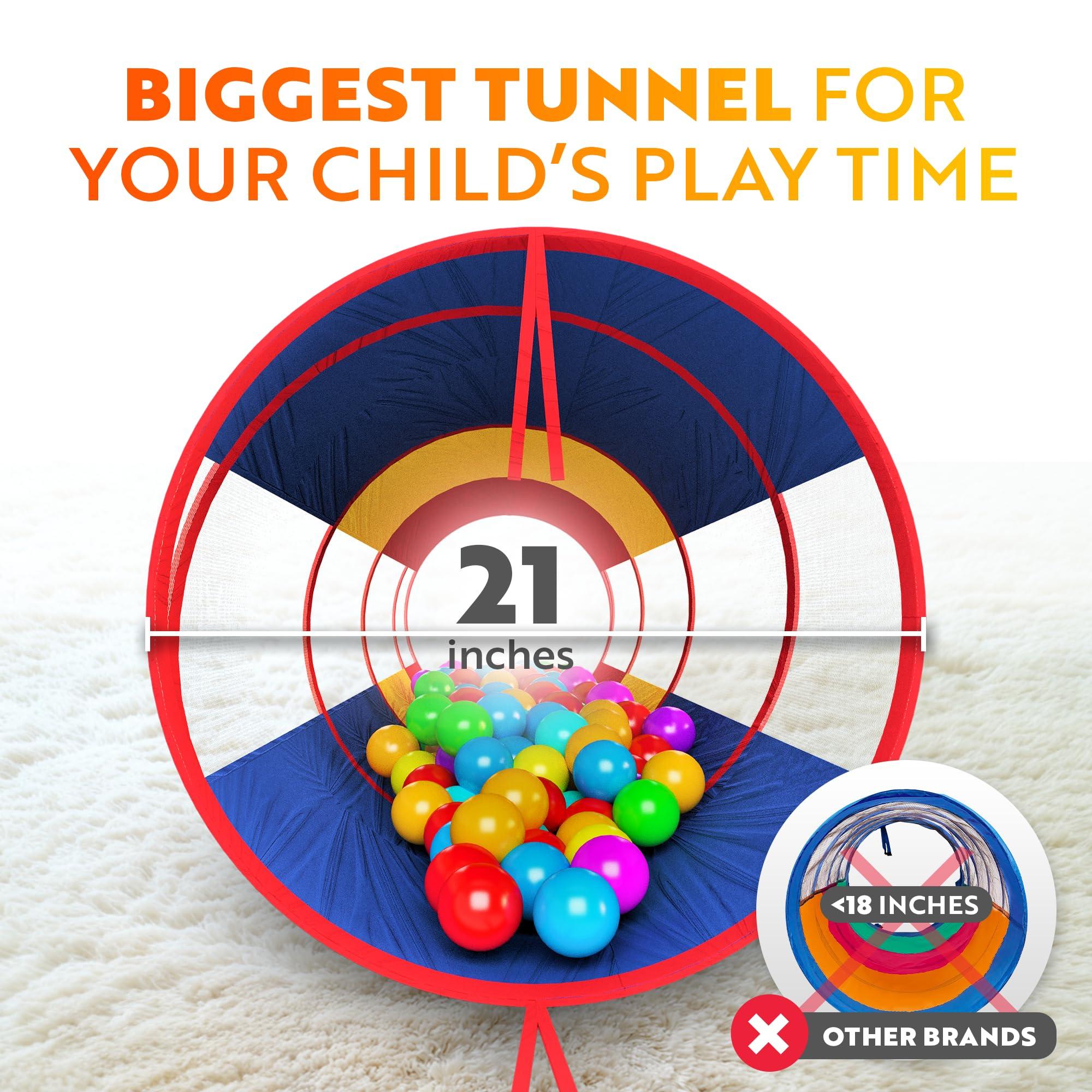 Playz Playz Extra-Large Play Tunnel for Toddlers 1-3 Years Pop-Up Baby Crawl Tube, Sensory Activity, Indoor & Outdoor Kids Toy, Collapsible for Easy Storage