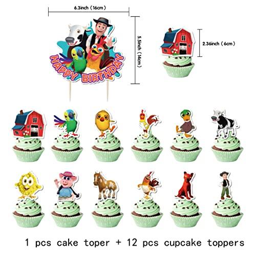 HJHLYYANM La Granja De Zenon Birthday Party Decoration Zenon Farm Party Supplies Include HAPPY BIRTHDAY Banner Balloons Cake Topper Cupcake Toppers Background Farm Party Decoration