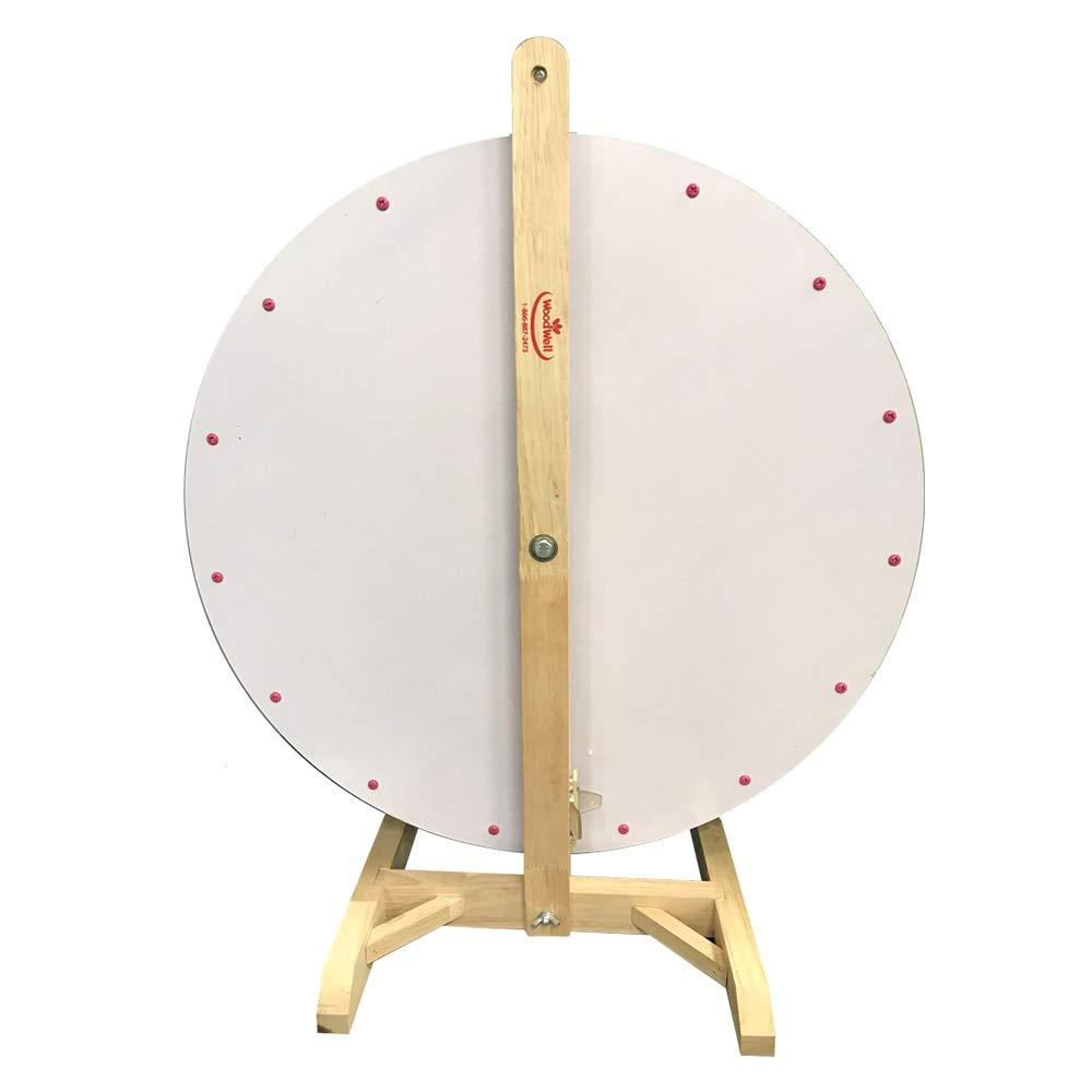 WoodWell WoodWell 24 Inch Tabletop Spinning Prize Wheel w/Wood Stand | Dry Erase | 15 Customizable Slots | Casino Games | Family Night | Classrooms | with Markers and Eraser