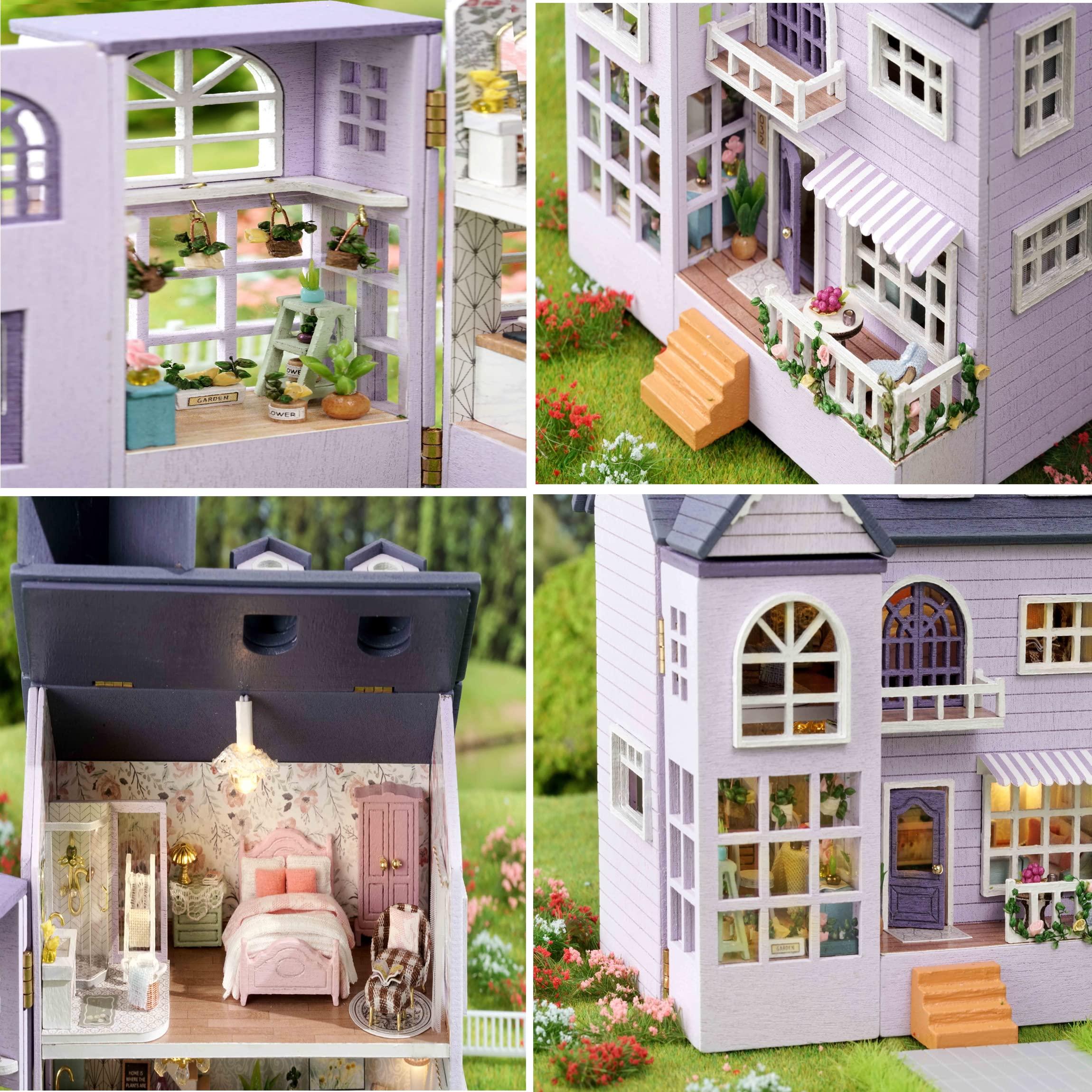 Ahilmrn Ahilmrn DIY Miniature Dollhouse Kit, DIY Wooden Dollhouse Handmade Miniature Building Kit Hobby Craft Home Decor