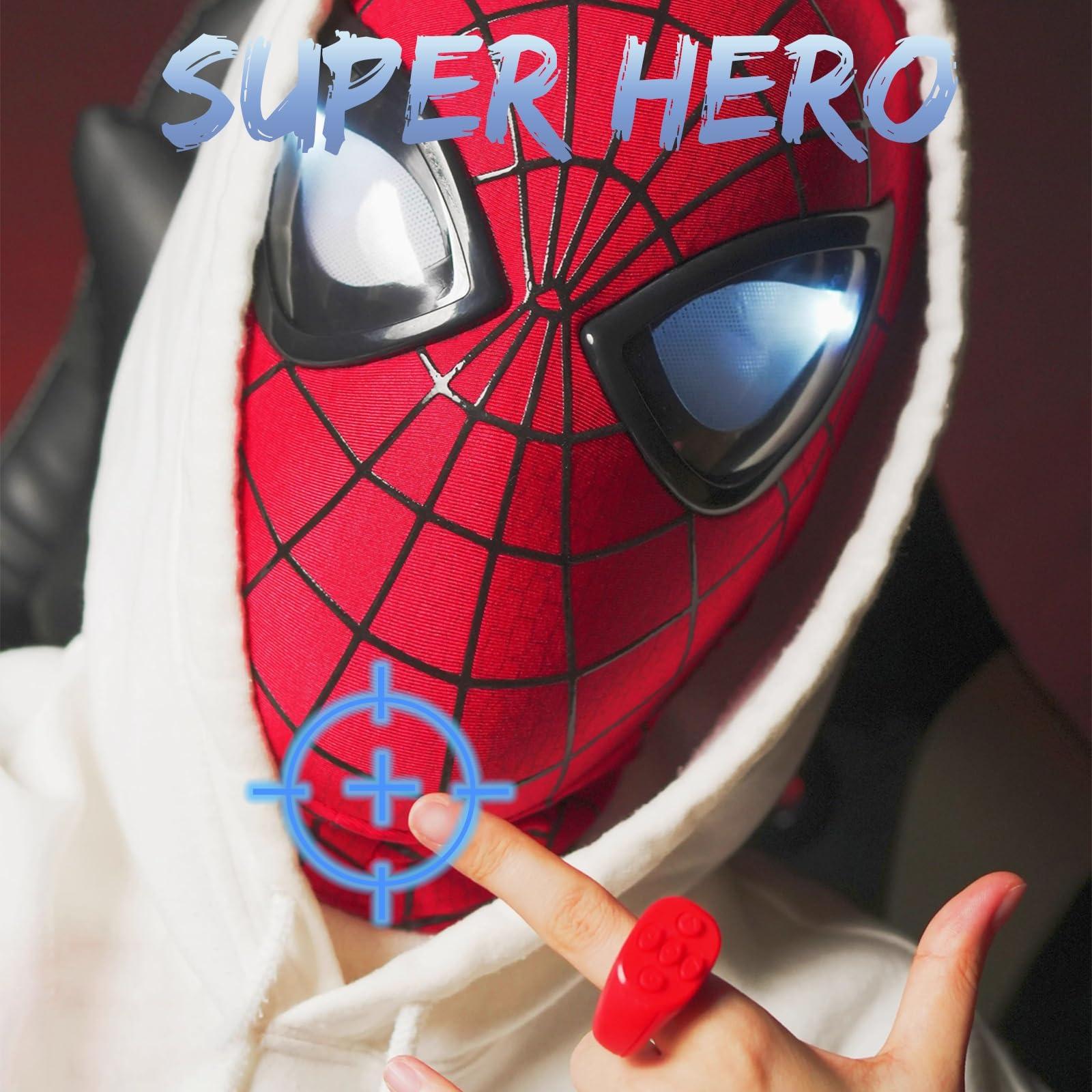 Tarrshiney Tarrshiney Amazing Spider Hero Mask Movable Mechanical Light up Eyes With Remote Control Super Hero Full Mask Moving Lenses Cosplay Wearable Prop Mask Homecoming Mask For Gift.