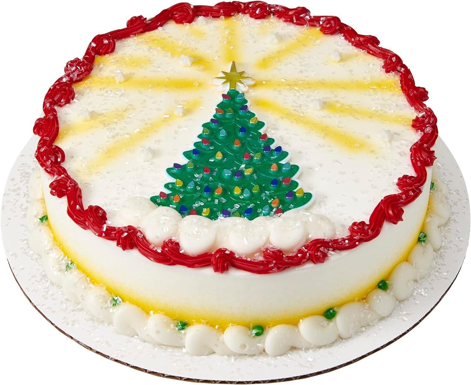 DecoPac DECOPAC Christmas Tree Cake Topper, Festive Cake Decoration With Green Tree, Studded Foil Lights, and Shimmering Star, 12 Pack, Multi (24487)
