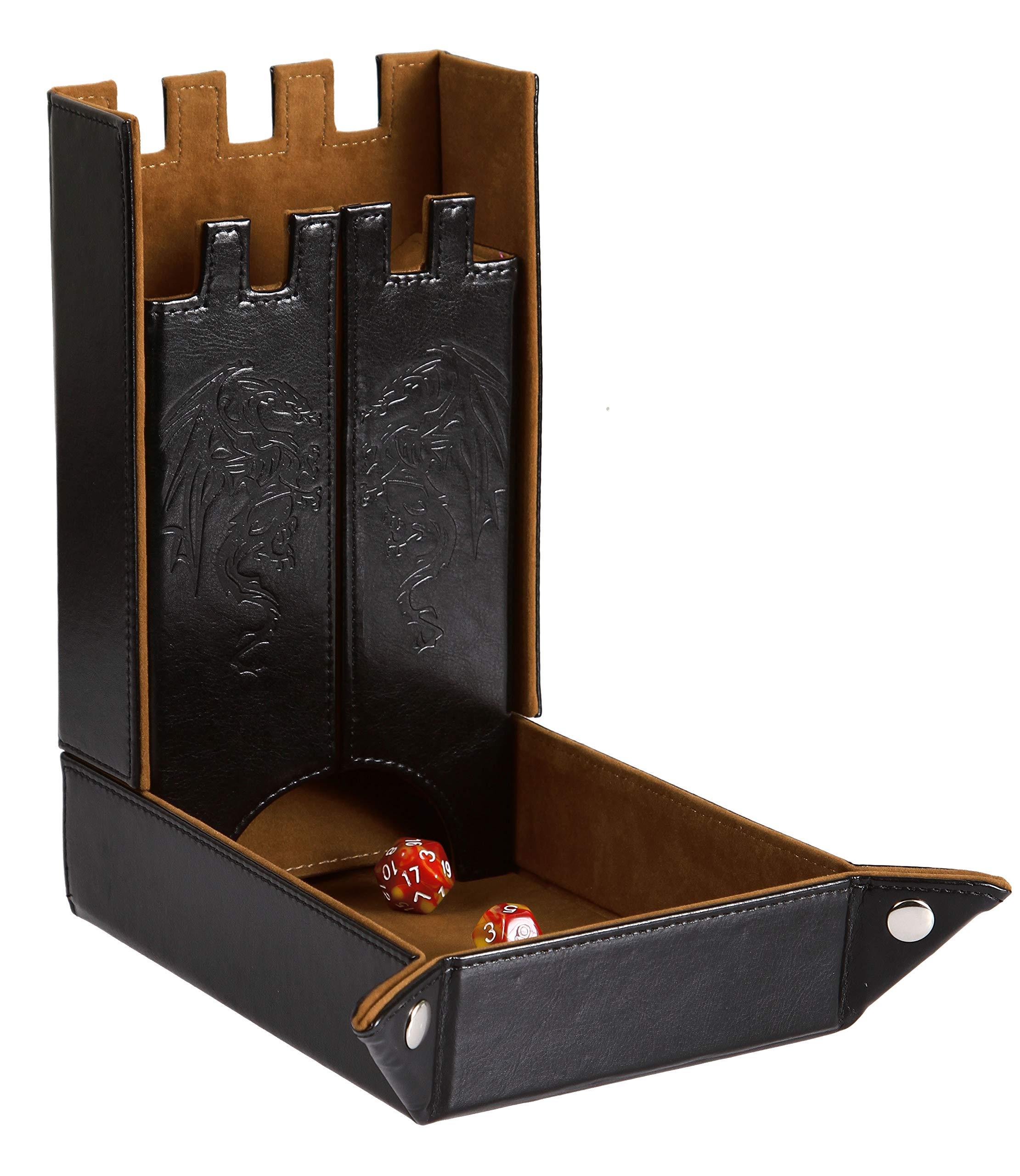 Forged Dice Co. Forged Dice Co. Draco Castle Foldable Dice Tray and Dice Tower - Foldable DND Dice Tray and Dice Rolling Tray Tower - Perfect for Dungeons and Dragons RPG and Tabletop Gaming - Brown