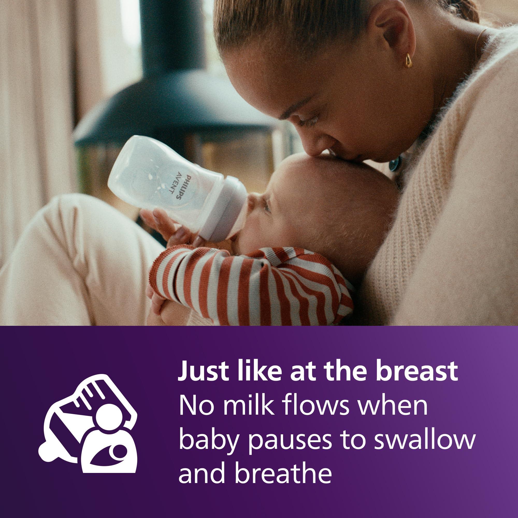 Philips Avent Philips AVENT Natural Baby Bottle with Natural Response Nipple, Clear, 11oz, 4pk, SCY906/04