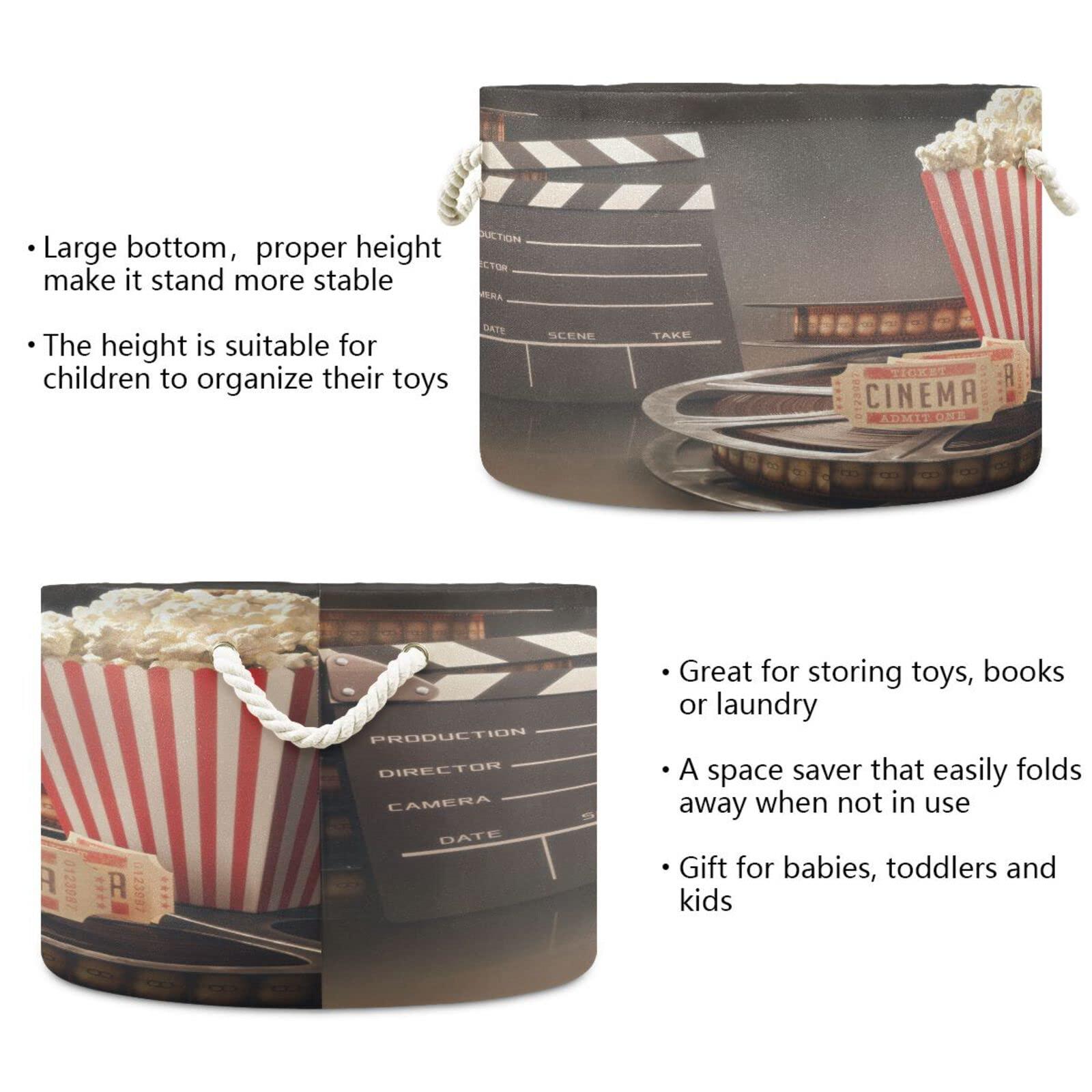 xigua xigua Cotton Rope Basket Movie Theater Popcorn Baby Laundry Basket Blanket Kids Toy Storage Basket#115