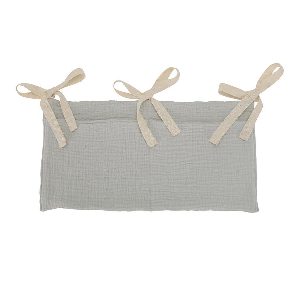 Surakey Hanging Baby Diaper Caddy Organizer, Diaper Stacker, Baby Crib Pocket with Straps Classified Storage Bag Organizer for Nursery Diapers Wipes Baby Essentials (Gray)