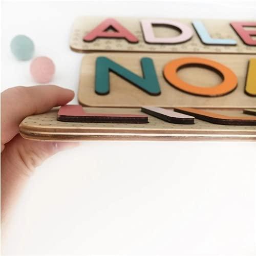 weiyou weiyou Personalized Name Puzzle,Custom Baby Name Puzzle Handmade Toy Toddler Toys Baby Name Sign Toddler Toys Custom 1st Birthday Gift Wood Puzzle (Color 4,2 Letters)
