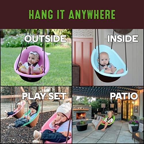 Swurfer Swurfer Kiwi Toddler Swing Comfy Baby Swing Outdoor, 3-Point Adjustable Safety Harness, Safe Quick Click Locking System, Foam-Lined Shell, Blister-Free Rope, Age 9 Months and Up, Blue,Blue2