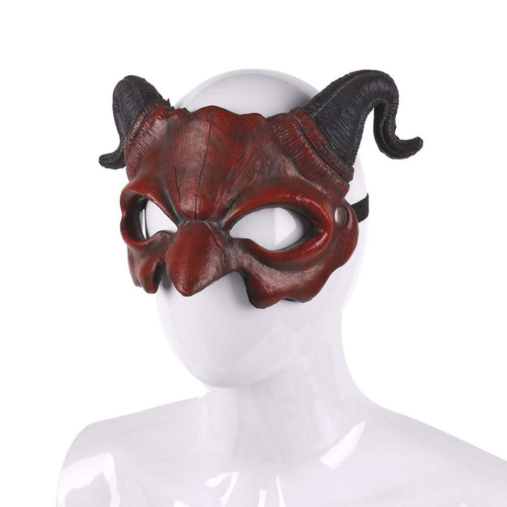 Zerodeko Scary Mask Halloween Masquerade, Scary Half Face Claw Devil Halloween Ghostlike Cosplay Costume Party Horror Devil (Brown) Devil Horns