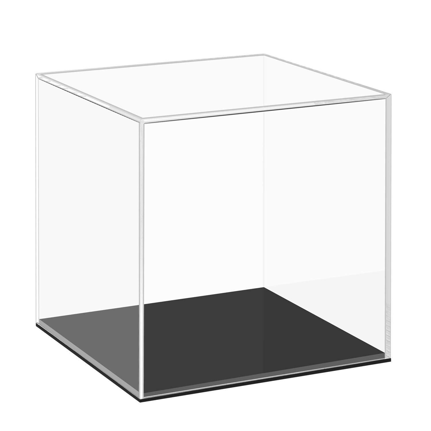 Cliselda Cliselda Fully Assembled Acrylic Display Case with Black Base 6x6x6 in, Clear Square Acrylic Box Cube Small Acrylic Storage Containers, Dustproof Plastic Display Box for Collectibles Action Figures