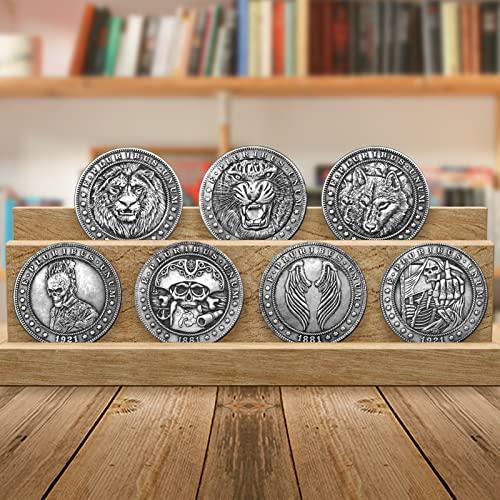 Mineo Hobo Coin Collection Challenge Coin E Pluribus Unum Art Vagrant Coins Collectible Commemorative Coin Antique Silver Plated Lucky Gift (Skull Finger-01)
