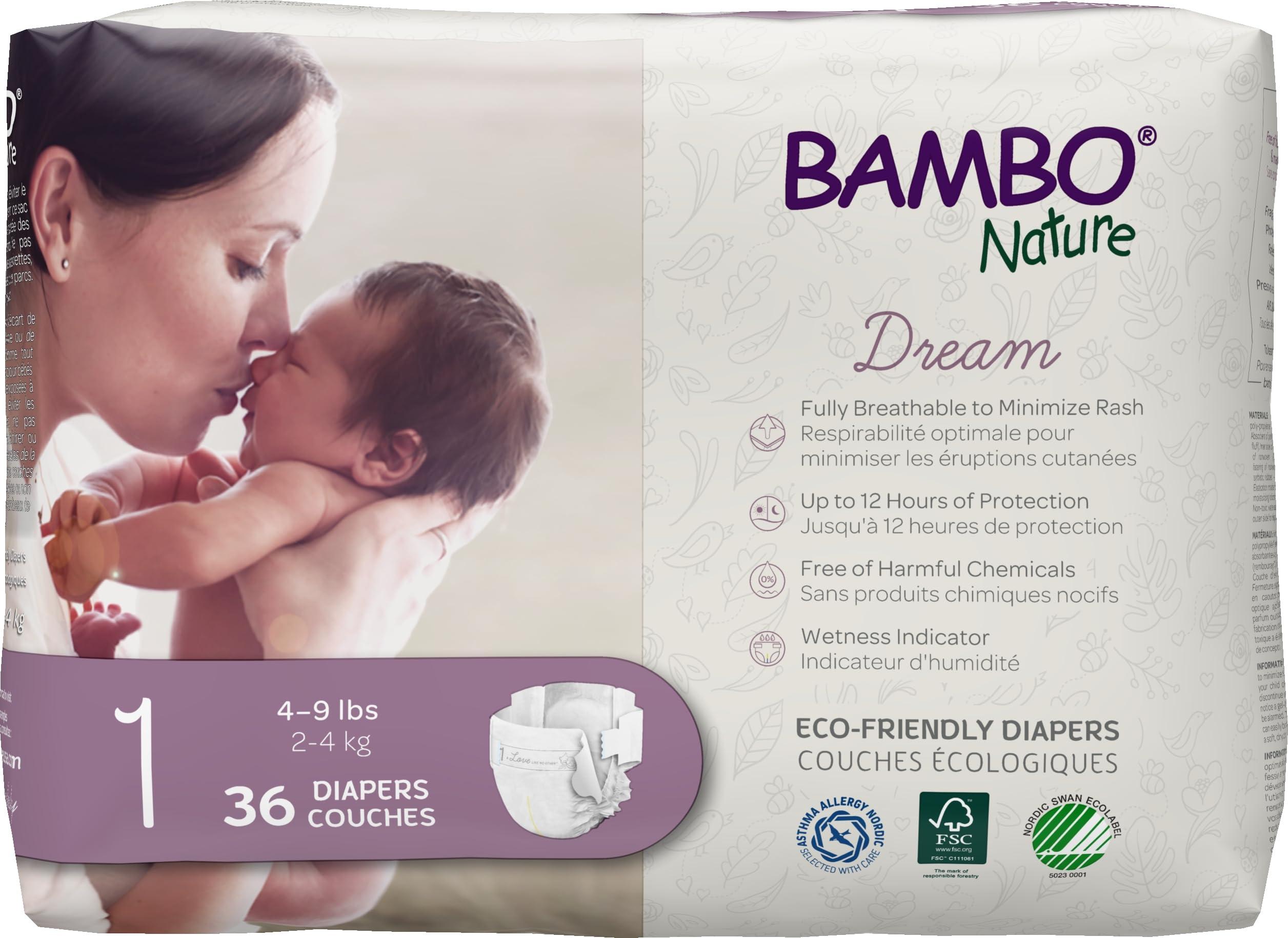Bambo Nature Bambo Nature Premium Baby Diapers - French/English Packaging, Size 1, 36 Count