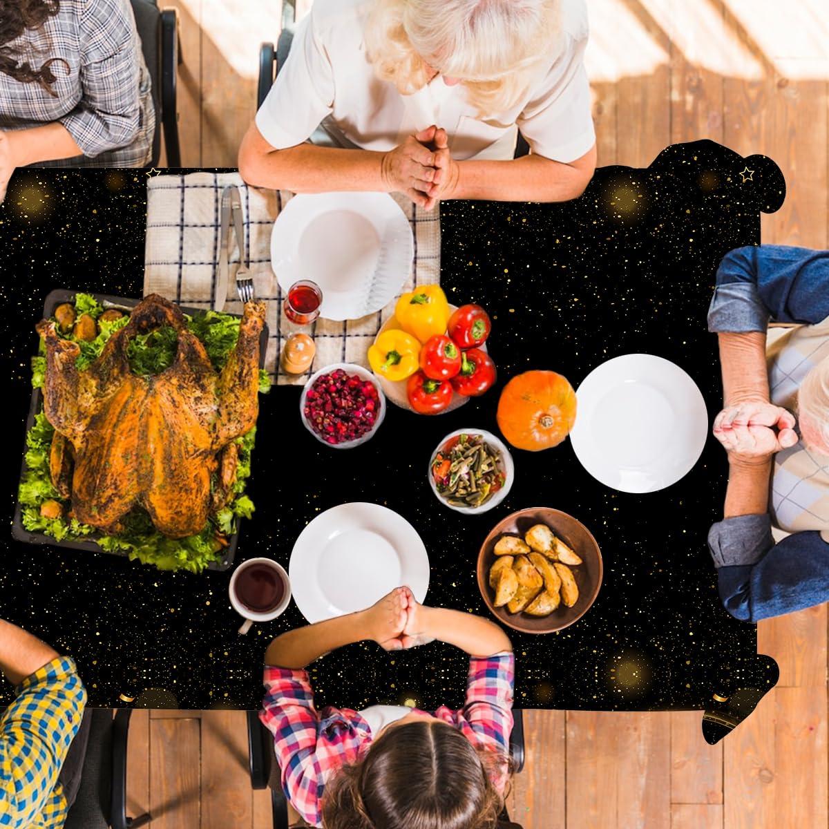 GREHUMOR GREHUMOR Happy Retirement Tablecloth 3Pcs-Retirement Party Decorations Black and Gold Tablecloth Plastic Rectangle Disposable Table Cover Rectangle Waterproof