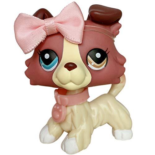Junior Pet Shop lps Collie 1262 lps Collie Red and Tan Collie Two Different Eyes Collie with lps Accessories Bow Collar Kids Gift