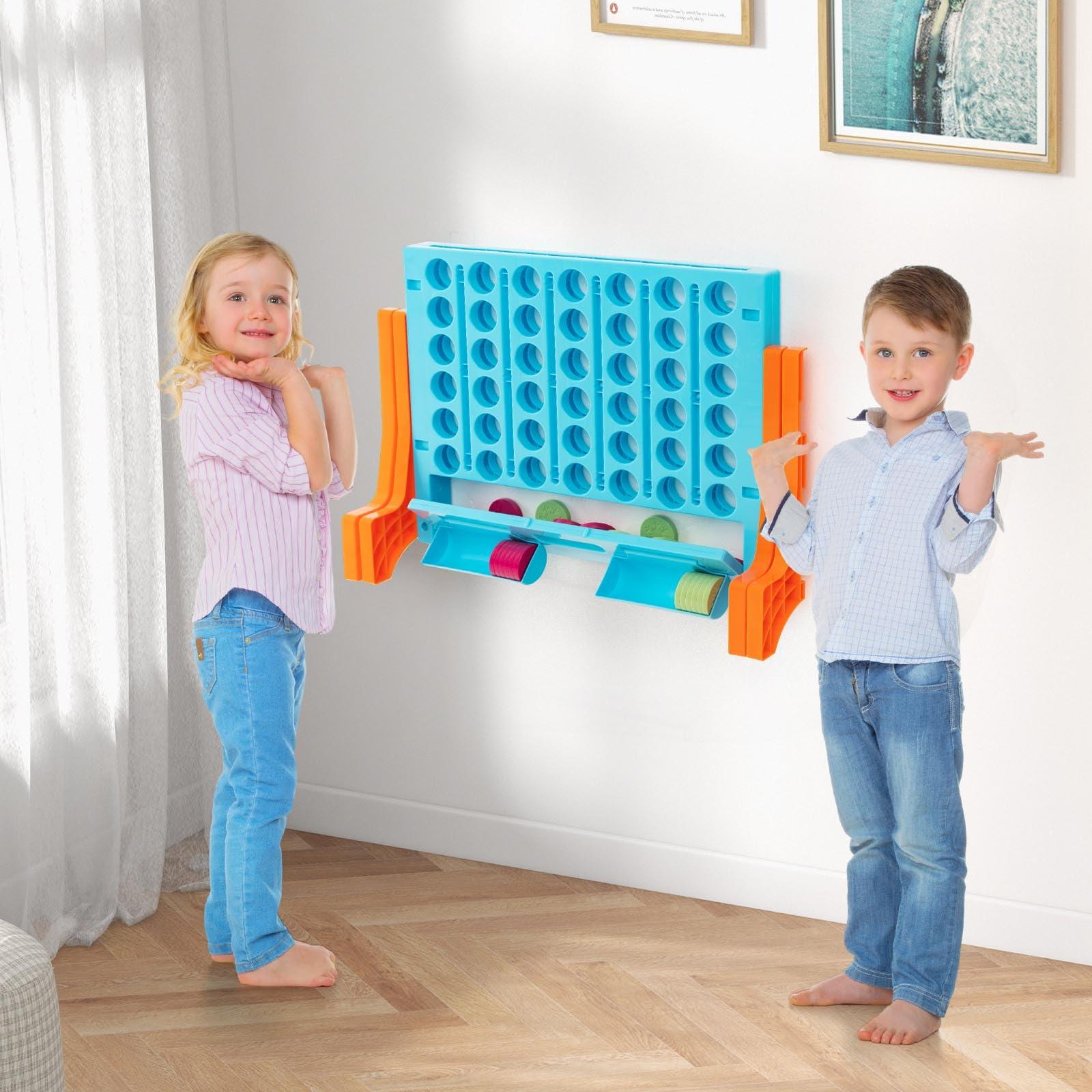 Costzon Costzon Giant 4 in a Row Connect Game, 2-in-1 Jumbo 4-to-Score Game Set with Carrying Bag, Fun Family Party Game, Indoor Outdoor Yard Game for Kids Adults, Freestanding/Wall Mount (Orange)