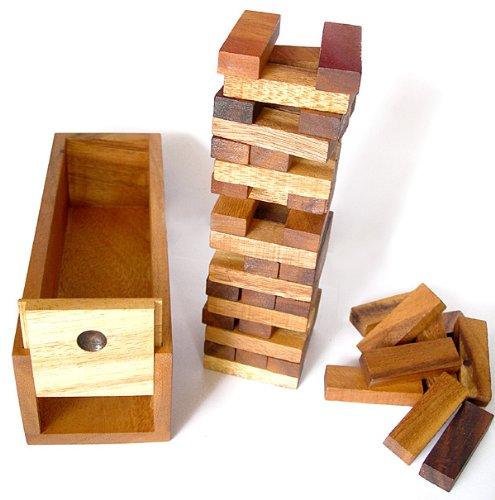 GIVEORBUY GIVEORBUY SellerGiveOrBuy Stack and Fall Wood Tumbling Tower Stacking Game Travel Set Made from Thailand