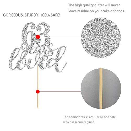 MAGJUCHE 63 Silver Glitter Happy 63rd Birthday Cake Topper, Cheers to 63 Years Party Decorations, Supplies, cake topper
