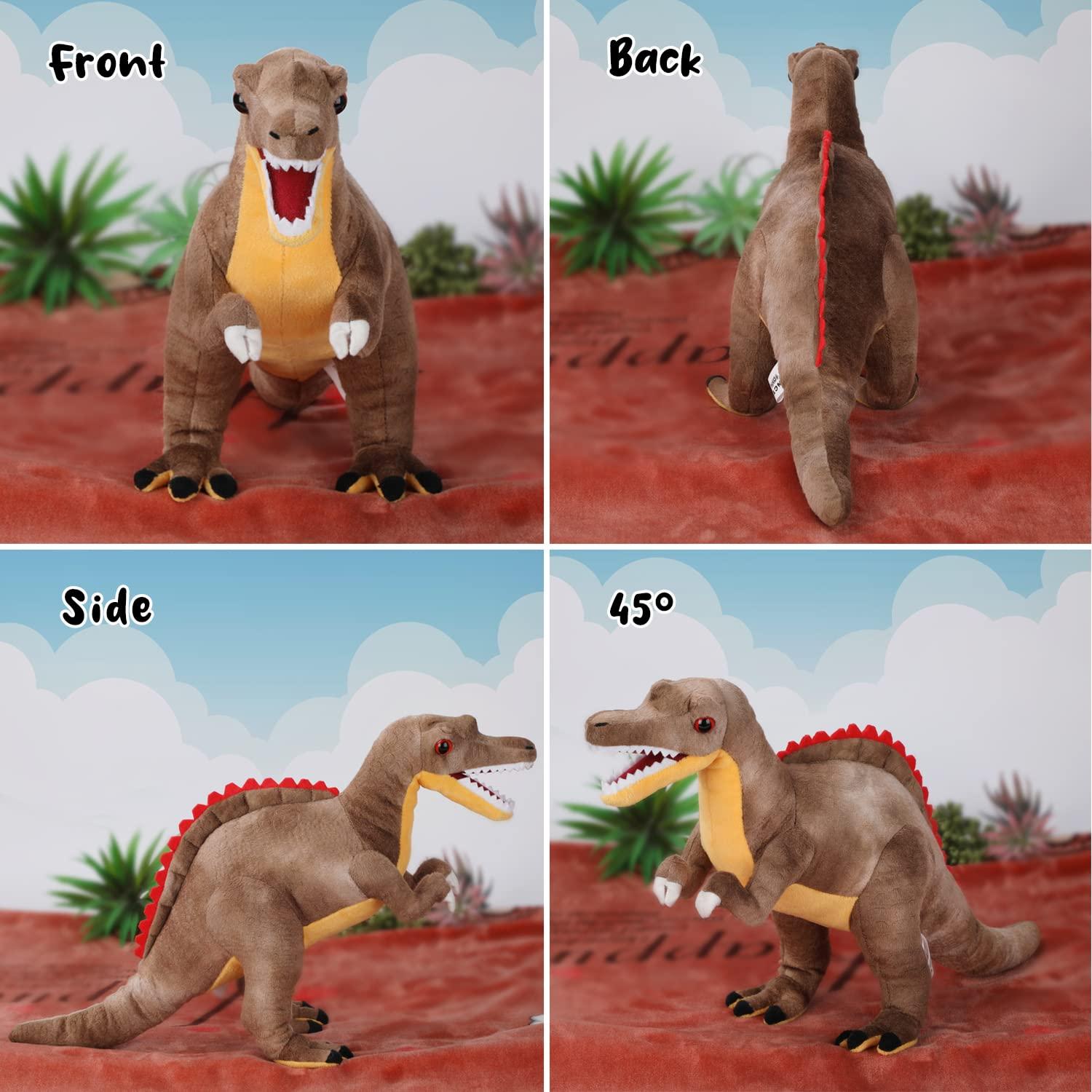 AULUDA Dinosaur Plush Toy, Spinosaurus Stuffed Animal Throw Plushie Pillow Doll, Soft Grey Fluffy Friend Hugging Cushion - Present for Every Age & Occasion