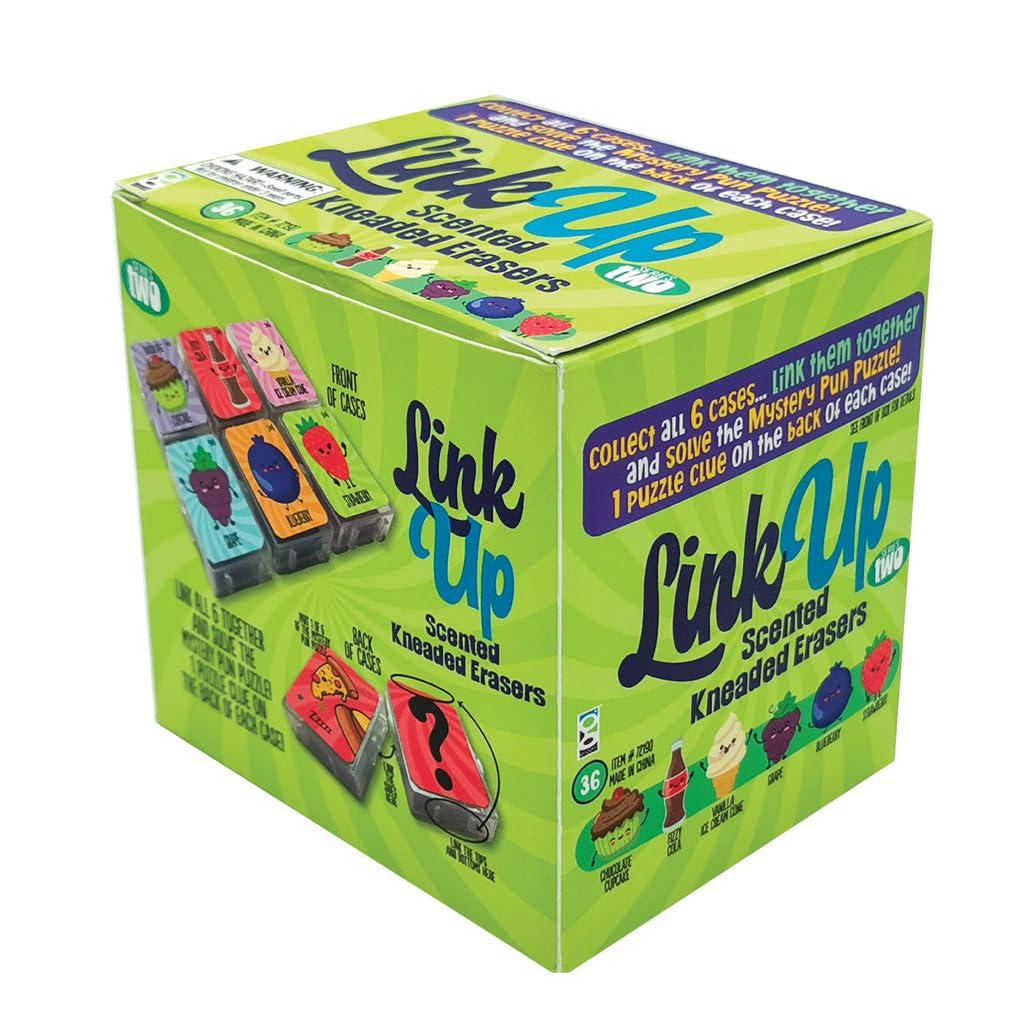 GEDDES Raymond Geddes Link Up Scented Kneaded Erasers (Series Two - 36 Pieces) - 6 Moldable Eraser Designs with Snap Case - Fun Puzzle Kids Erasers