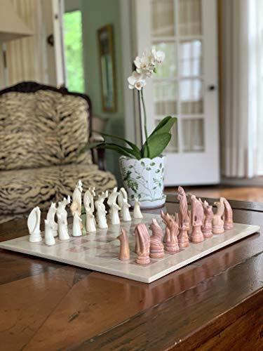 Global Crafts SMOLArt Hand Carved Soapstone Maasai Chess Set - 14" Board