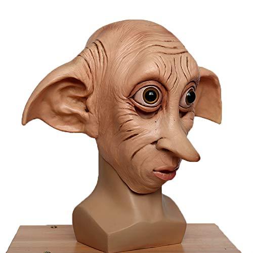 SANWENYU SANWENYU Halloween Goblin Mask Costume Prop, Cute Fairy Pixie Elf Ears Headgear Cosplay Decorations, Masquerade Mask Latex Full Head Overhead Anime Party Carnival Decoration Props
