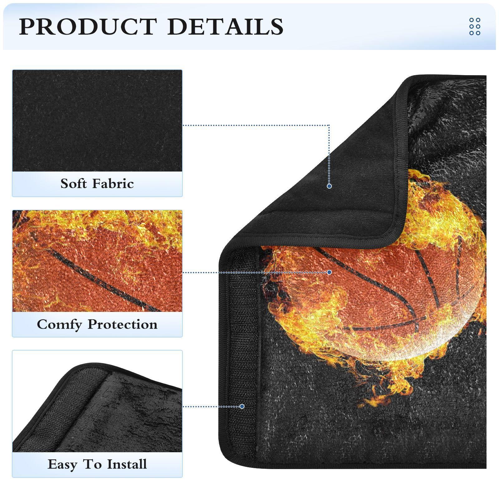 Dussdil Flame Basketball Ball Seat Belt Cover 2 Pack for Car Seat Strap Shoulder Seatbelt Covers Baby Kids Soft Car Seat Cover Pad Car Accessories for Boys Girls Adults Babies 6.5 in