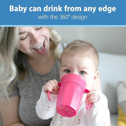 Dr. Brown\'s Dr. Brown's Milestones Cheers 360 Cup Spoutless Transition Handles for Easy Grip & Leak-Freere Training Toddlers Babies, Leak-Free Sippy Cup, Blue/Aqua