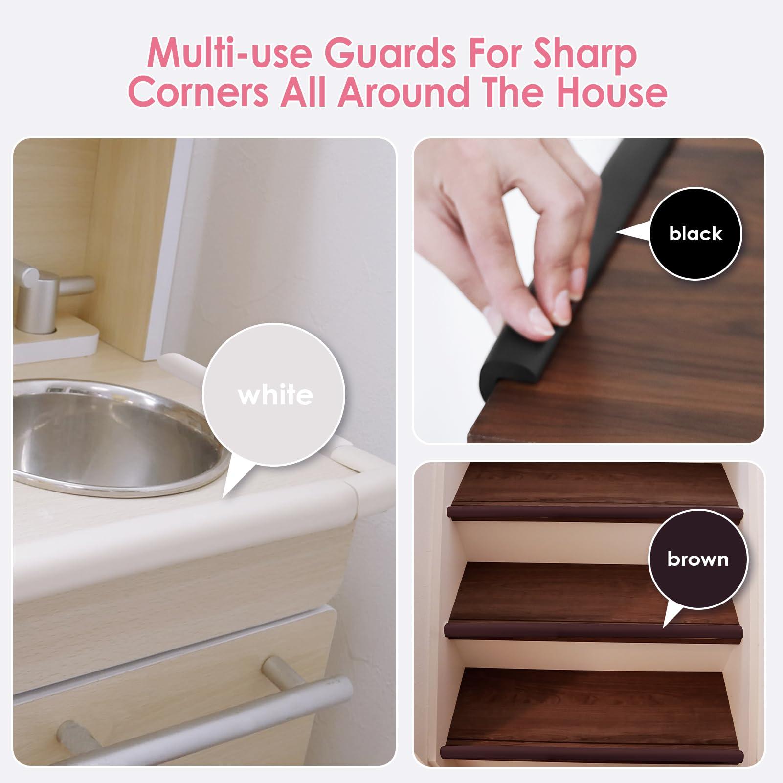 kert Baby Proof Corners and Edges, (Large 16.5FT Edge +8 Corners) Baby Proofing Corner Guards, Soft Rubber Foam Edge Protector, Furniture Tables Bumper Guard for Baby Safety, White