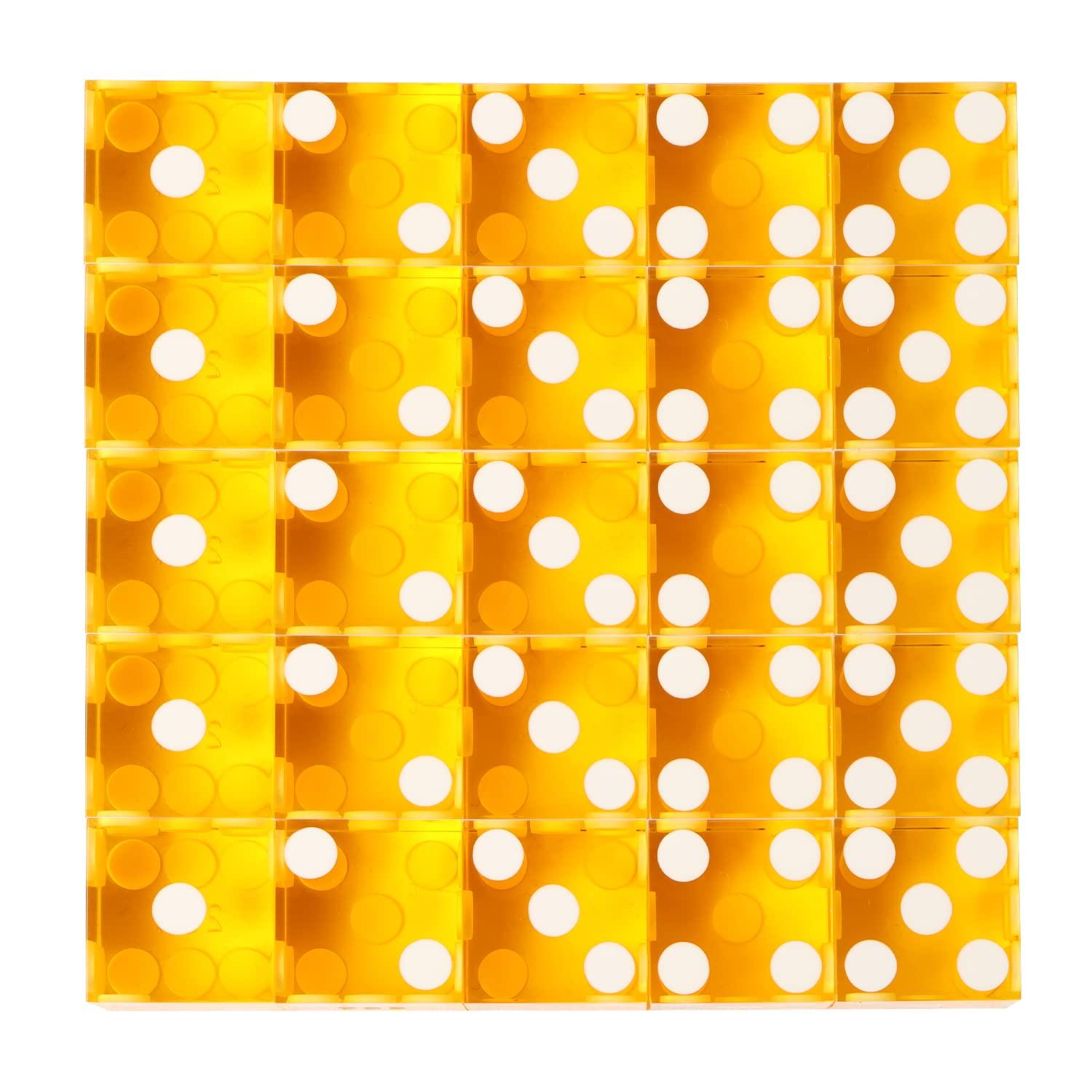 GSE Games & Sports Expert GSE Games & Sports Expert AAA Grade 19 mm Pro Vegas Casino Style Craps Dice Set of 25 with Razor Sharp Edges & Matching Serialized Numbers for RPG, Dice Stacking, Yahtzee Dice Games - Yellow