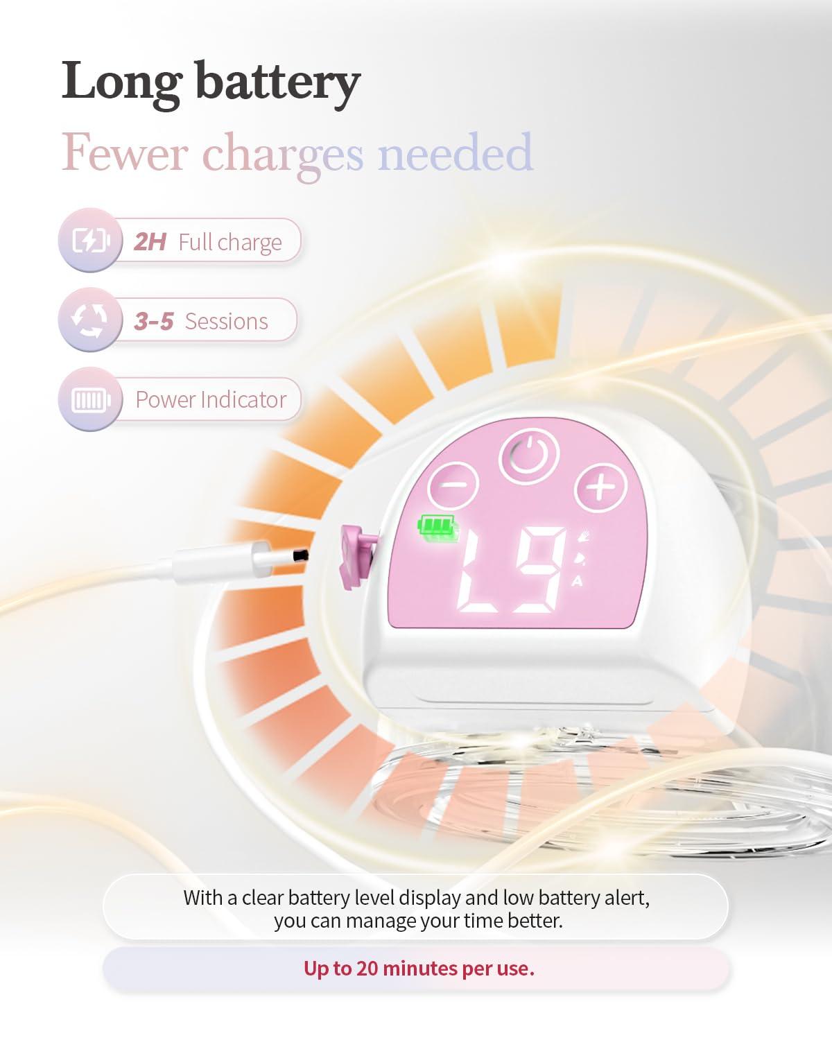 KISSBOBO KISSBOBO ABP-1508 Hands Free Breast Pump Wearable with Storage Bag, Wearable Breastfeeding Pump Strong Suction, Low Noise, 3 Modes 9 Levels, with 21/24mm Insert/Flange, 2 Pack (White)