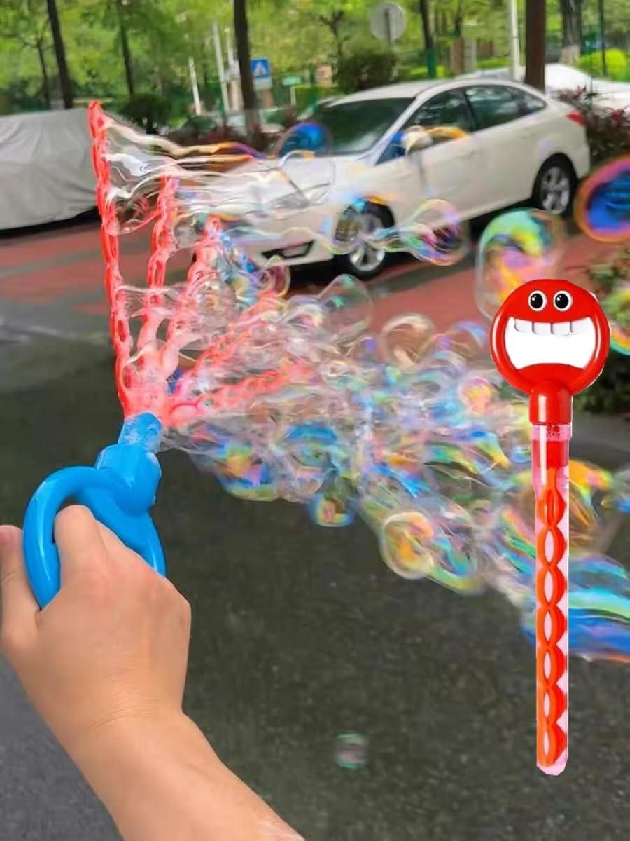 RUMILK 32 Hole Face Bubble Stick with Bubbles Refill,Five Claw 32 Hole Bubble Toy,5-Claw Bubble Wands, 32 Hole Handheld Bubble Stick Garden Toy,Bubble Machine for Summer Toy (Red-1)