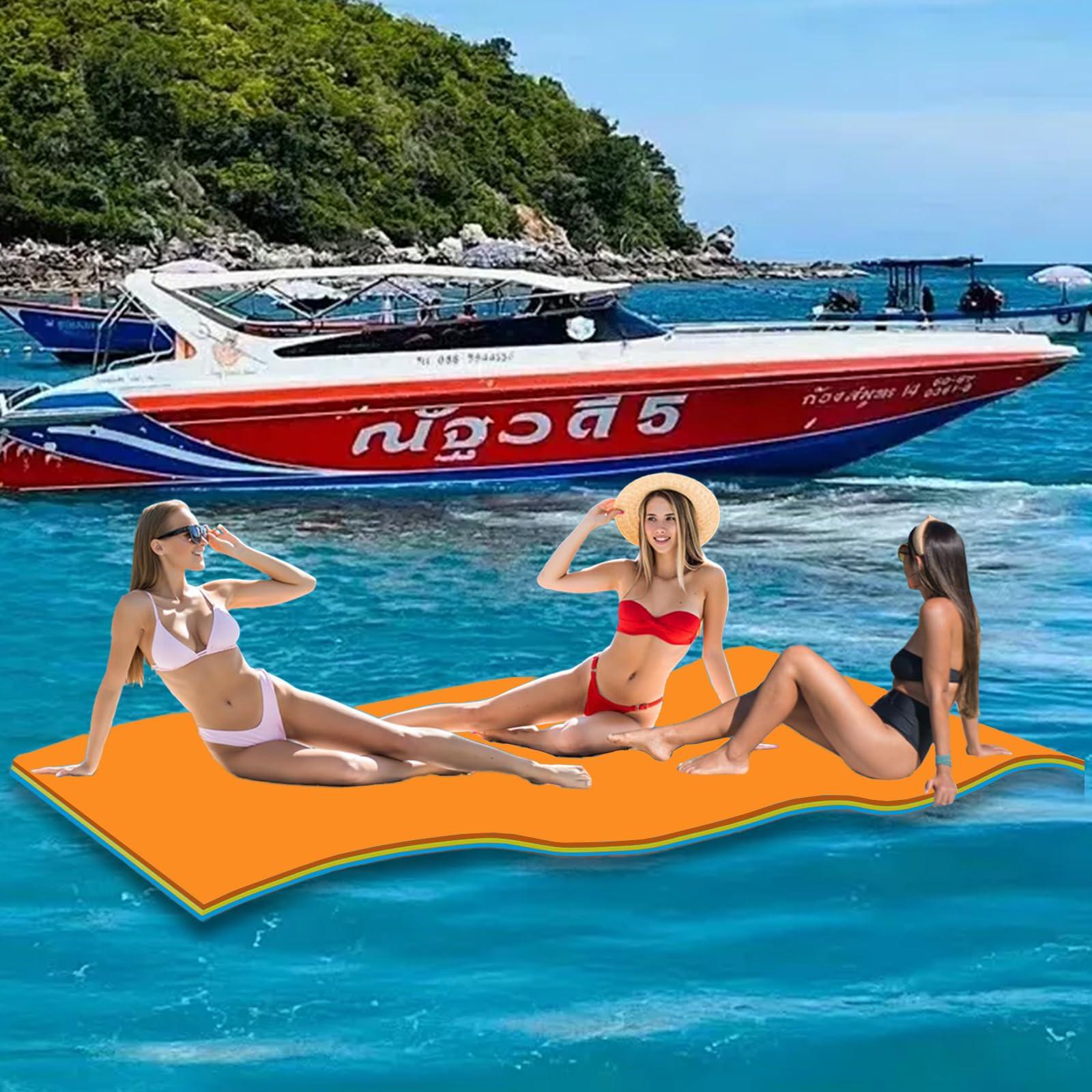 Winfire Winfire 6'/9'/12' Floating Water Mat, Foam Water Floating Pad, Tear-Resistant XPE Foam, Lily Pad for Water Recreation Pool, Beach, Ocean, Lake, Suitable for Multiple Users, Blue&Orange (6 * 4ft)